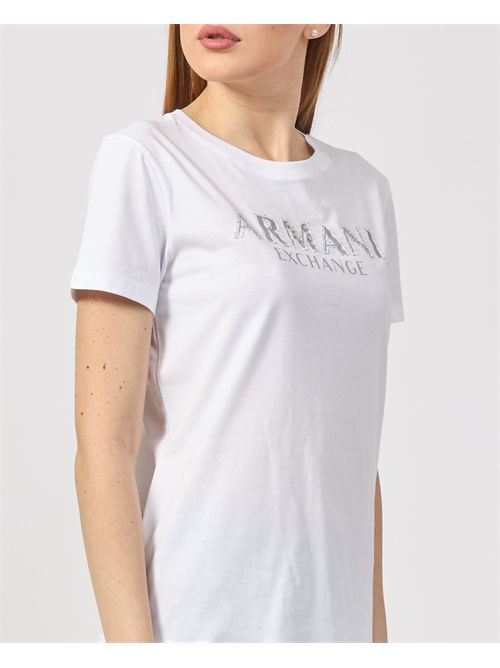 Armani Exchange Crew Neck T-Shirt with Rhinestone Logo ARMANI EXCHANGE | XW000387-AF10354U0002